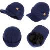 imageDryKnit Waterproof Merino Wool LXLXXL Beanie Hat with Brim Visor Cap Warm Winter Knit Hat for Men WomenNavyharbor