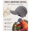 imagePolarWool 100 Merino Wool LXLXXL Fleece Lined Slouchy Visor Beanie Stocking Winter Hat with Brim Knit Cap for Men WomenGrayurban
