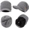 imagePolarWool 100 Merino Wool LXLXXL Fleece Lined Slouchy Visor Beanie Stocking Winter Hat with Brim Knit Cap for Men WomenGrayurban