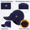 imageTOPEX DryKnit Waterproof 50 Merino Wool Visor Beanie Hat for Men Fleece Lined Winter Hat with Brim for Big Heads6 Navy Waterproof