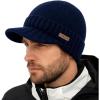 imageTOPEX DryKnit Waterproof ML XLXXL Fleece Lined Beanie with Brim Merino Wool Warm Cold Weather Visor CapNavy Blue