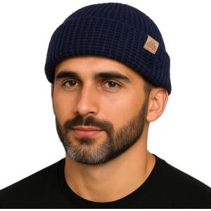 imagePolarWool LXLXXL Merino Wool Waffle Fisherman Beanie Watch Cap DualLayer 2 Styles Warm Winter Knit Hat for Men WomenNavyharbor