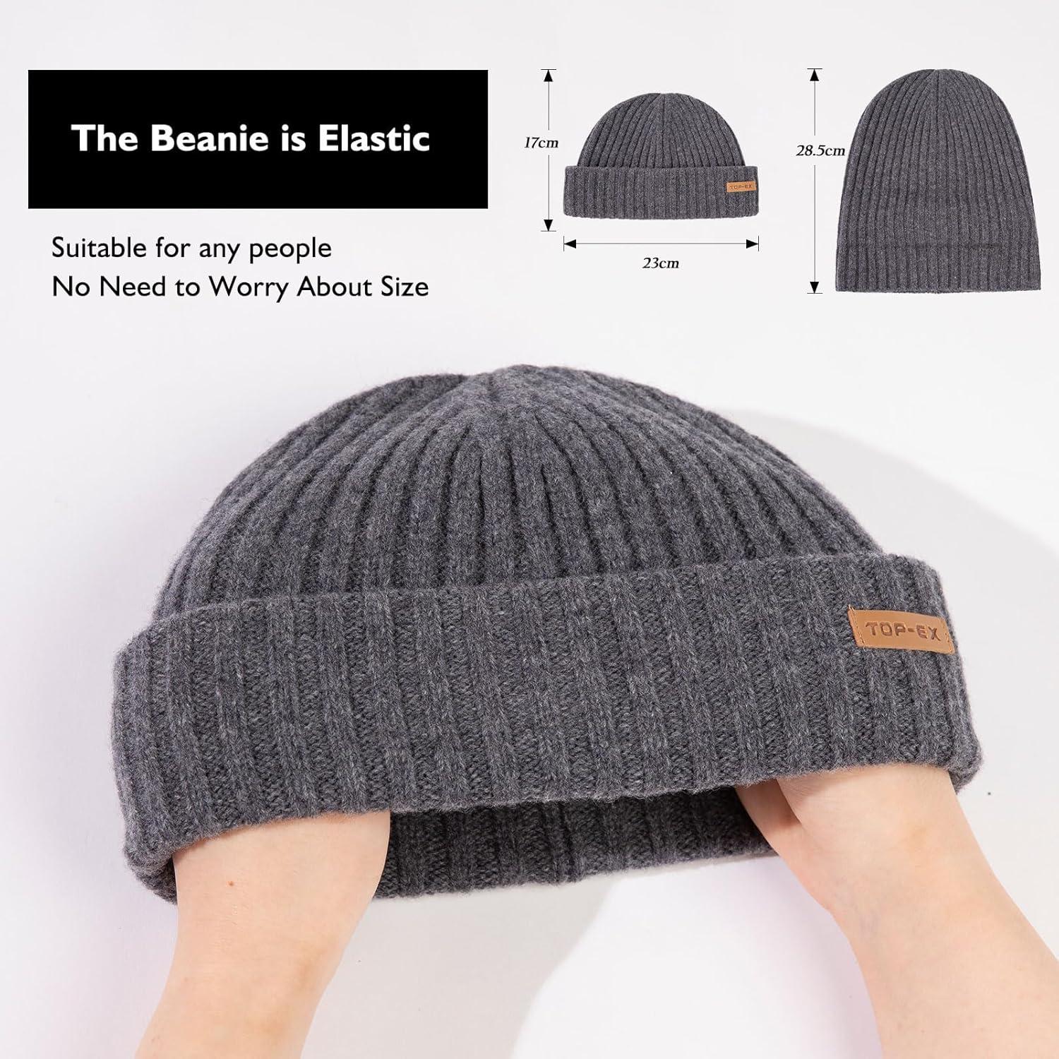 imagePolarWool 100 Merino Wool LXLXXL Fisherman Beanie Watch Cap Single Layer 3 Styles Warm Winter Knit Hat for Men WomenGrayurban