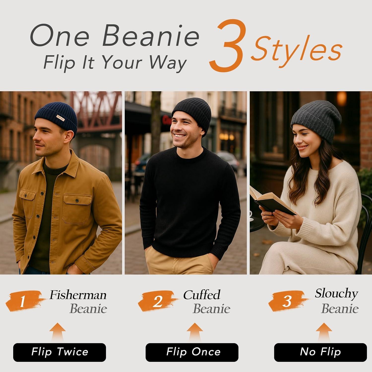 imagePolarWool 100 Merino Wool LXLXXL Fisherman Beanie Watch Cap Single Layer 3 Styles Warm Winter Knit Hat for Men WomenNavyharbor