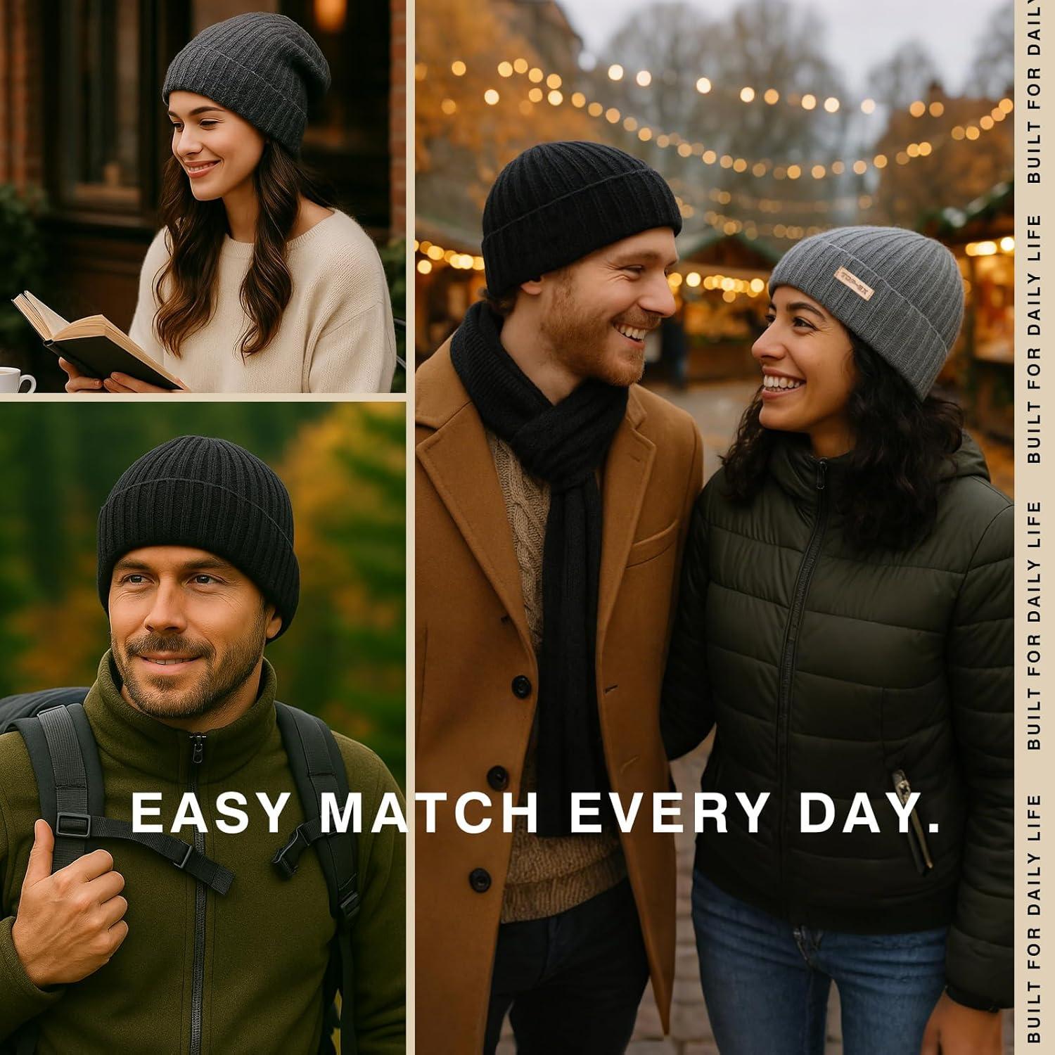 imagePolarWool 100 Merino Wool LXLXXL Fisherman Beanie Watch Cap Single Layer 3 Styles Warm Winter Knit Hat for Men WomenNavyharbor