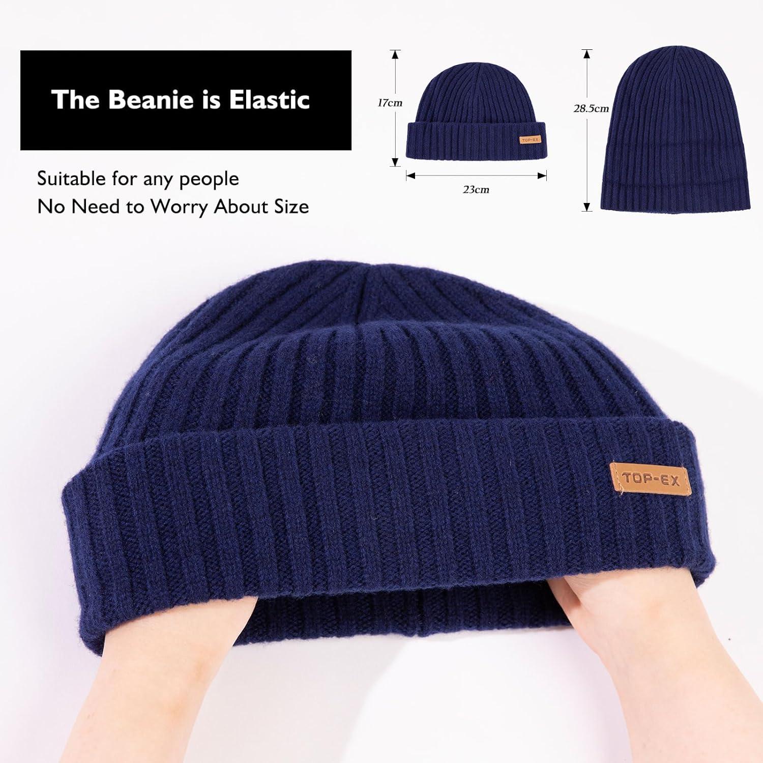 imagePolarWool 100 Merino Wool LXLXXL Fisherman Beanie Watch Cap Single Layer 3 Styles Warm Winter Knit Hat for Men WomenNavyharbor