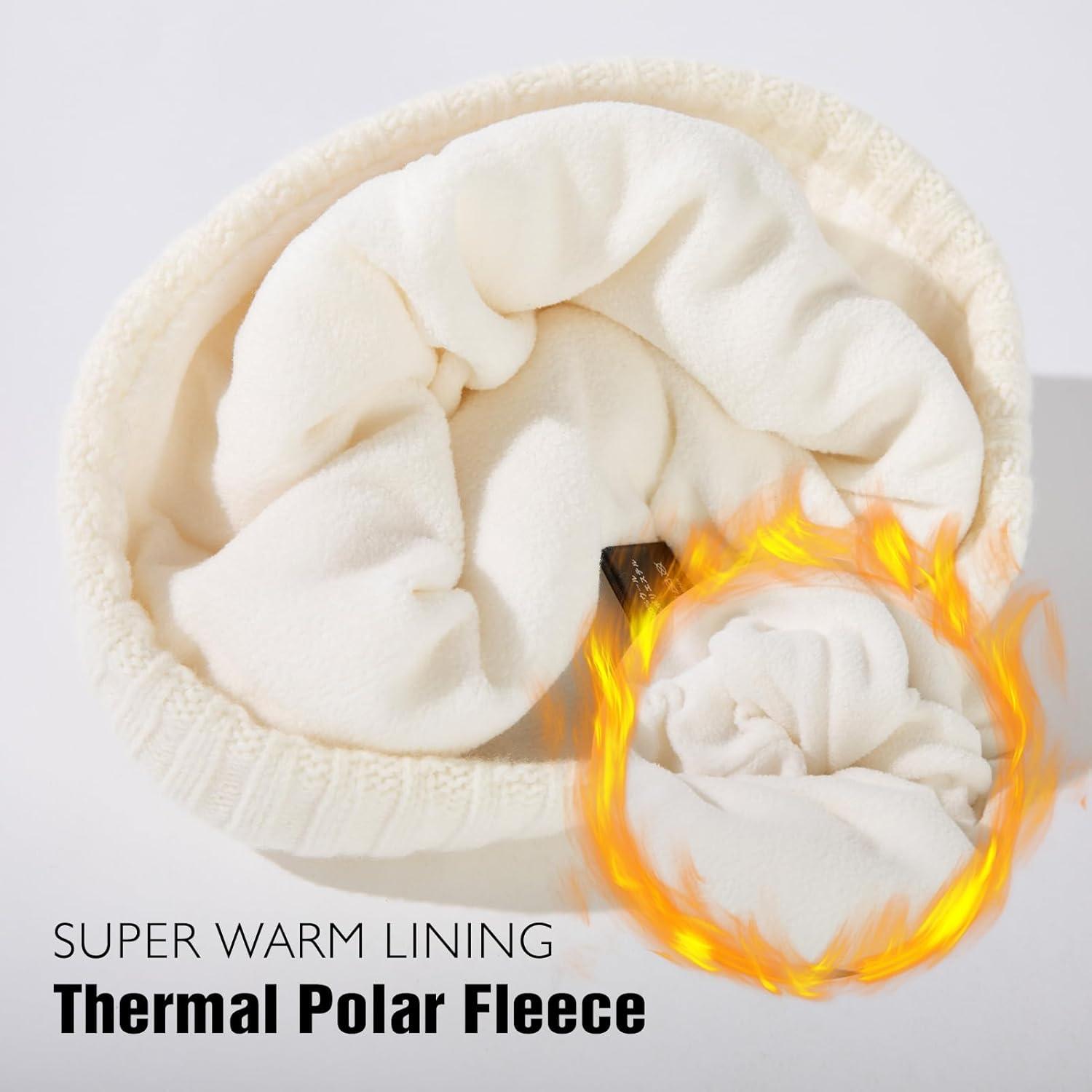 imageTOPEX PolarWool LXLXXL 100 Merino Wool Beanie Fleece Lined Hat Watch Cap for Cold Weather Winter WarmBeige