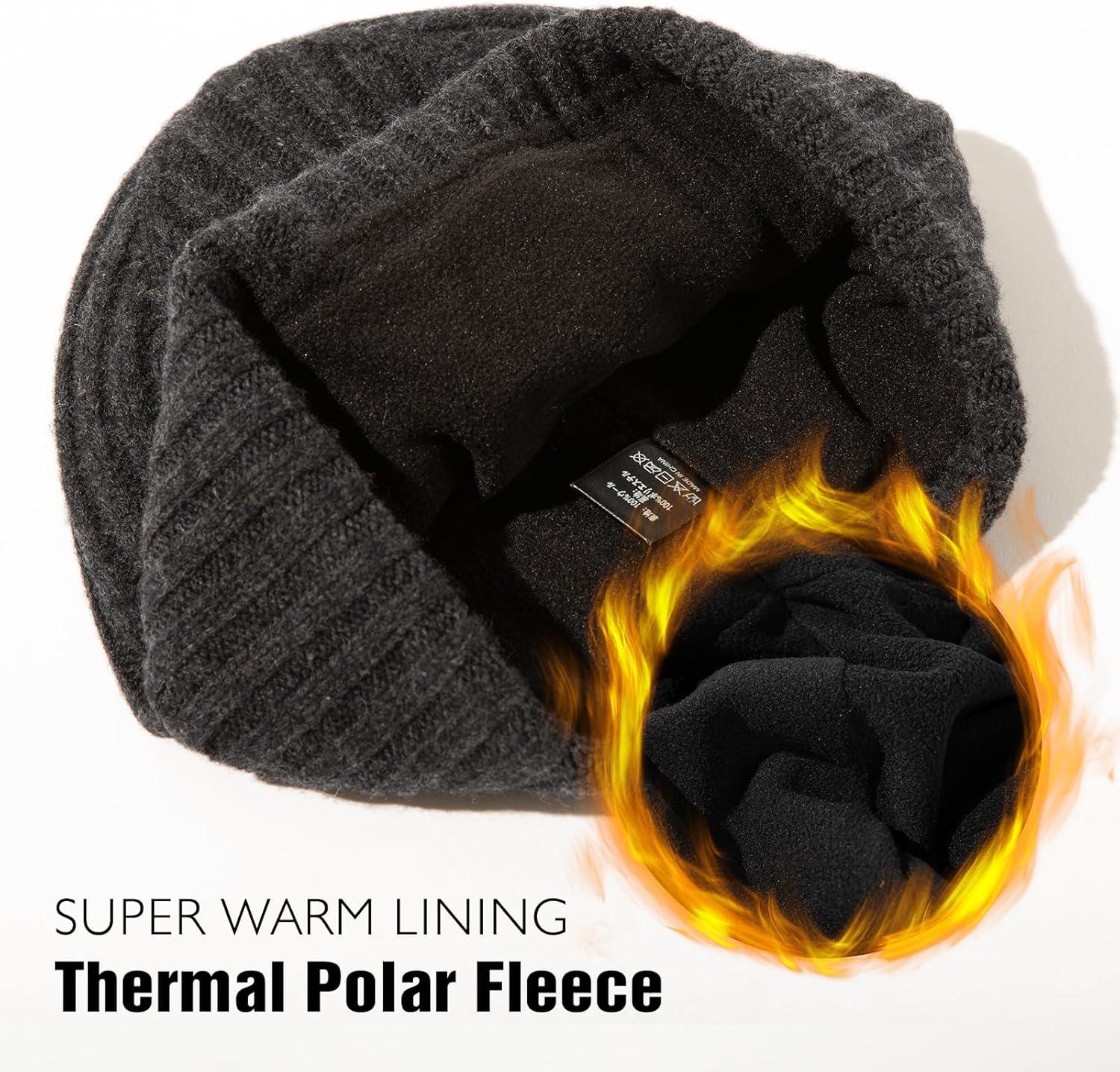 imageTOPEX PolarWool LXLXXL 100 Merino Wool Beanie Fleece Lined Hat Watch Cap for Cold Weather Winter WarmDark Grey