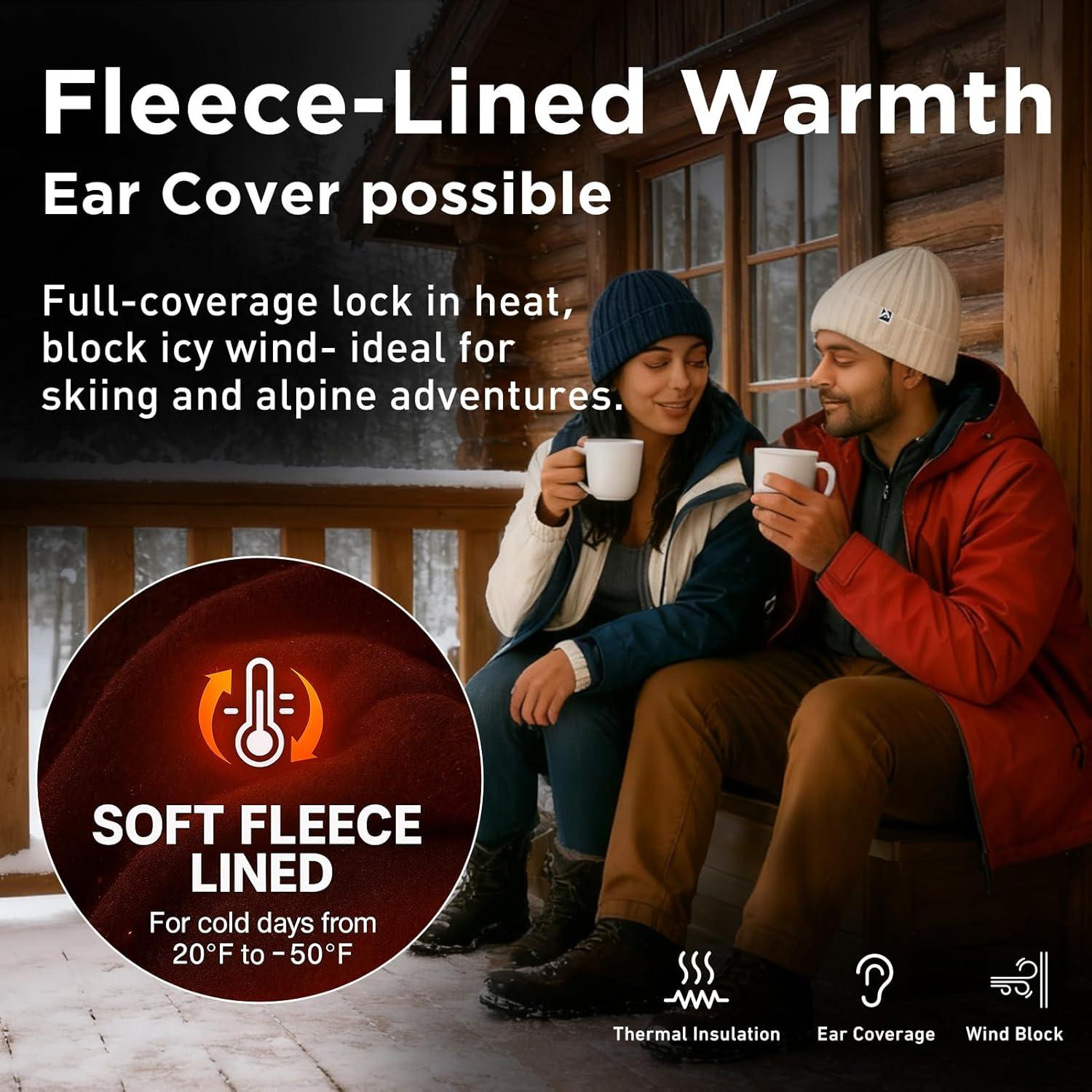 imageTOPEX PolarWool LXLXXL 100 Merino Wool Beanie Fleece Lined Hat Watch Cap for Cold Weather Winter WarmDark Grey