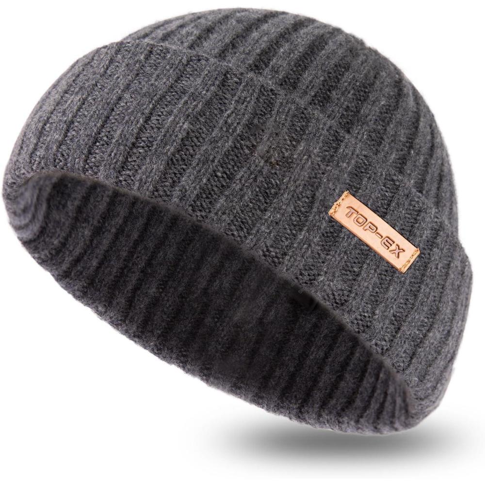 imagePolarWool 100 Merino Wool LXLXXL Fisherman Beanie Watch Cap Single Layer 3 Styles Warm Winter Knit Hat for Men WomenGrayurban