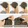 imageChicPony Merino Wool Visor Ponytail Beanie with Brim Fleece Lined 3 Bun Openings Hole Warm Windproof Knit Cap Winter HatForest Olivepony