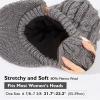 imageChicPony Merino Wool Visor Ponytail Beanie with Brim Fleece Lined 3 Bun Openings Hole Warm Windproof Knit Cap Winter HatUrban Greypony