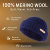 imagePolarWool 100 Merino Wool LXLXXL Fisherman Beanie Watch Cap Single Layer 3 Styles Warm Winter Knit Hat for Men WomenNavyharbor