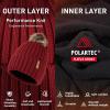 imageTOPEX DryKnit Waterproof Knit Beanie with Removable Pom Fleece Lined Warm Winter Hat for Women Breathable Rain Snow Proof96603red