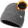 imageTOPEX PolarWool LXLXXL 100 Merino Wool Beanie Fleece Lined Hat Watch Cap for Cold Weather Winter WarmGrey