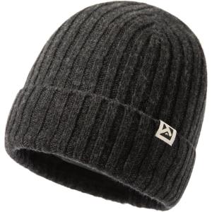 imageTOPEX PolarWool LXLXXL 100 Merino Wool Beanie Fleece Lined Hat Watch Cap for Cold Weather Winter WarmDark Grey