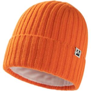 imageTOPEX PolarWool LXLXXL 100 Merino Wool Beanie Fleece Lined Hat Watch Cap for Cold Weather Winter WarmOrange