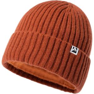 imageTOPEX PolarWool LXLXXL 100 Merino Wool Beanie Fleece Lined Hat Watch Cap for Cold Weather Winter WarmRed