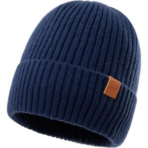 imageTOPEX PolarWool Oversized 100 Merino Wool Fleece Lining M L XL XXL Beanie Cold Weather Winter Hat Big HeadTe94586navy Blue