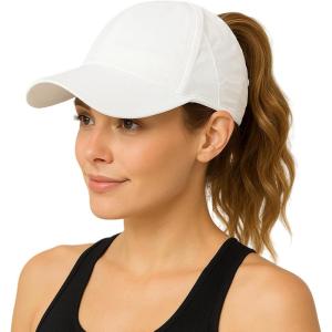 imageTOPEX Womens Baseball Cap with Ponytail Hole Summer Cooling SPF 50 Waterproof Sun Caps for Outdoor Sports Adjustable Packable White LXL