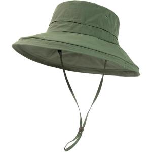 imageTOPEX Womens Waterproof UV Sun Hat Wide Brim UPF 50 with Ponytail Hole Packable ampamp Foldable Bucket Hat for Summer Beach Travel Outdoor Camping ampamp Gardening Lightweight ampamp Breathable Green SM