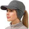 imageTOPEX Ponytail WaterRepellent Ear Flap Reflective Running Friendly Size Winter Baseball Cap Unisex HatGrey