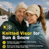 imageTOPEX Fleece Lined Ponytail Hole Visor Beanie  Winter Warmth for High ampamp Low PonytailsGrey
