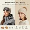 imageTOPEX ChicPony Winter Hat for Women Fleece Lined 50 Merino Wool Beanie with Hidden Ponytail Hole ampamp Detachable Faux Fur PomBlush Pink