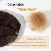 imageTOPEX ChicPony Winter Hat for Women Fleece Lined 50 Merino Wool Beanie with Hidden Ponytail Hole ampamp Detachable Faux Fur PomChestnut Brownbox