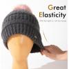 imageTOPEX ChicPony Winter Hat for Women Fleece Lined 50 Merino Wool Beanie with Hidden Ponytail Hole ampamp Detachable Faux Fur PomGray