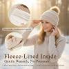 imageTOPEX ChicPony Winter Hat for Women Fleece Lined 50 Merino Wool Beanie with Hidden Ponytail Hole ampamp Detachable Faux Fur PomOatmeal Beige