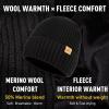 imageTOPEX PolarWool Merino Wool Beanie for Men Women  Fleece Lined Warm Knit Cuffed Hat Soft Stocking Cap for Cold WeatherBlack
