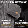 imageTOPEX PolarWool Merino Wool Beanie for Men Women  Fleece Lined Warm Knit Cuffed Hat Soft Stocking Cap for Cold WeatherGrey