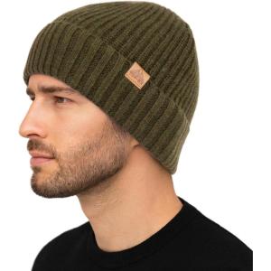 imageTOPEX PolarWool Merino Wool Beanie for Men Women  Fleece Lined Warm Knit Cuffed Hat Soft Stocking Cap for Cold WeatherGreen