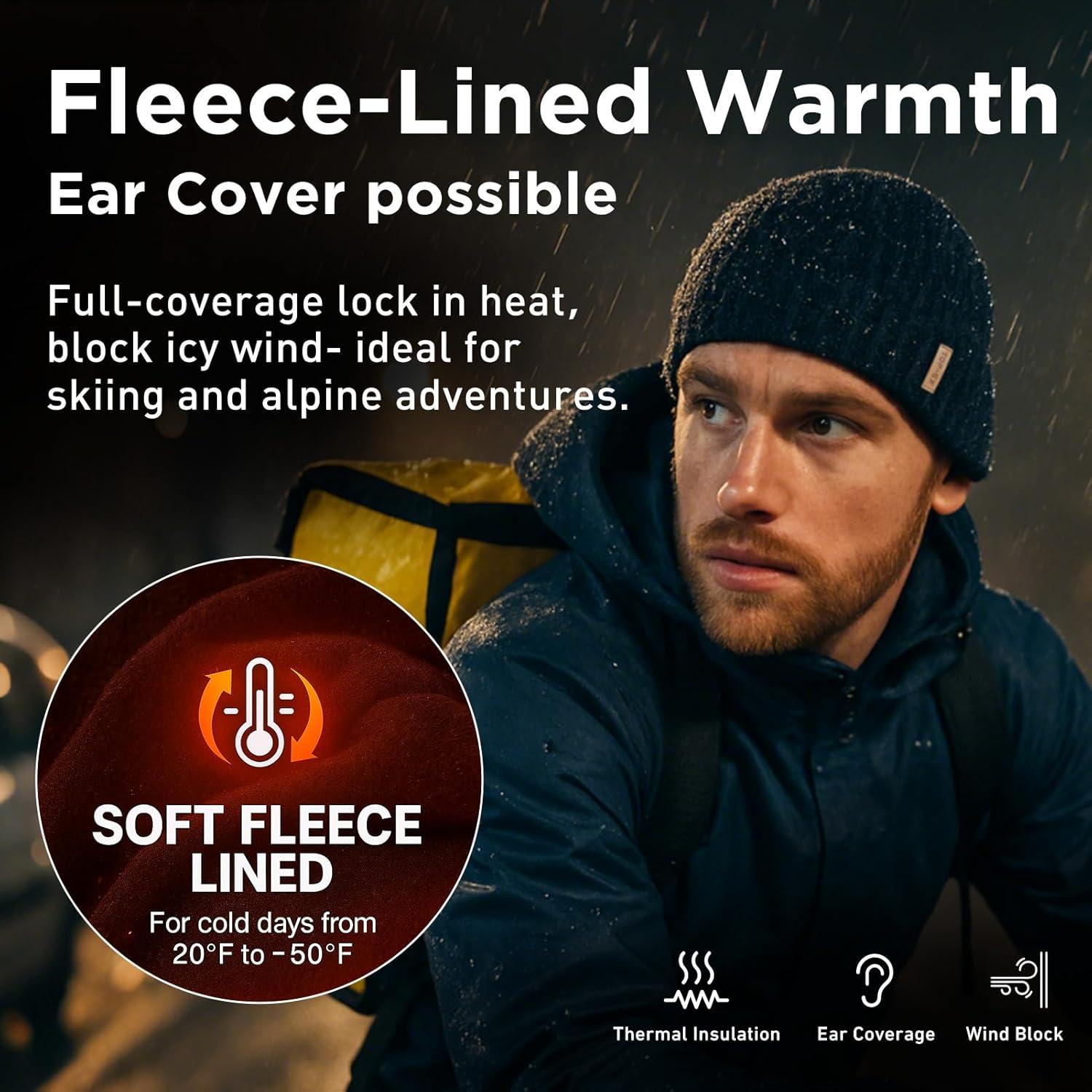 imageTOPEX DryKnit Waterproof LXLXXL Winter Fleece Lined Beanie Hat for Men Women Warm Knit Watch Skull Cap Cold WeatherOliveoutland