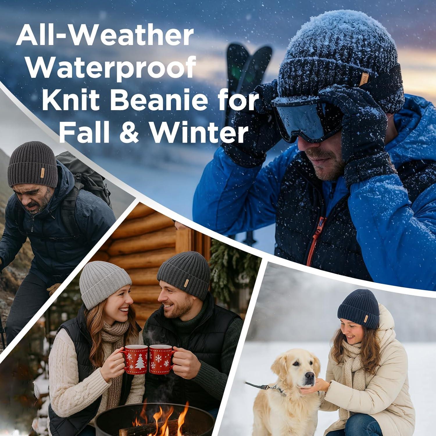 imageTOPEX DryKnit Waterproof LXLXXL Winter Fleece Lined Beanie Hat for Men Women Warm Knit Watch Skull Cap Cold WeatherOliveoutland