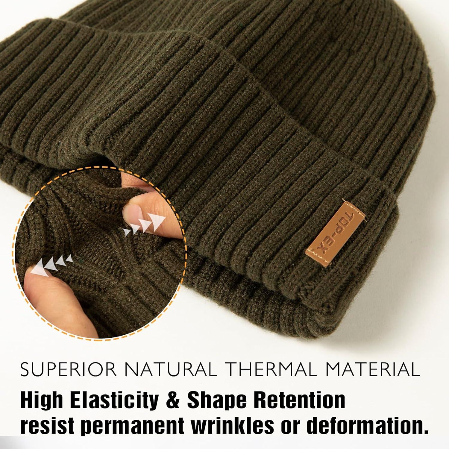 imageTOPEX DryKnit Waterproof LXLXXL Winter Fleece Lined Beanie Hat for Men Women Warm Knit Watch Skull Cap Cold WeatherOliveoutland