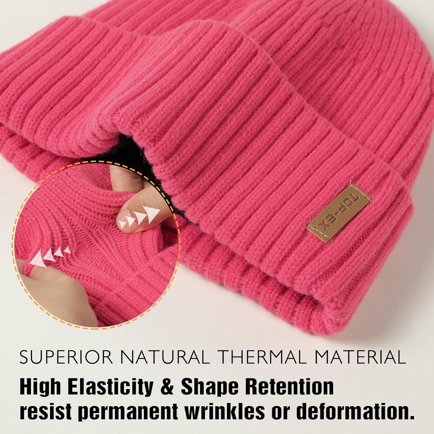 imageTOPEX DryKnit Waterproof LXLXXL Winter Fleece Lined Beanie Hat for Men Women Warm Knit Watch Skull Cap Cold WeatherPink Blush