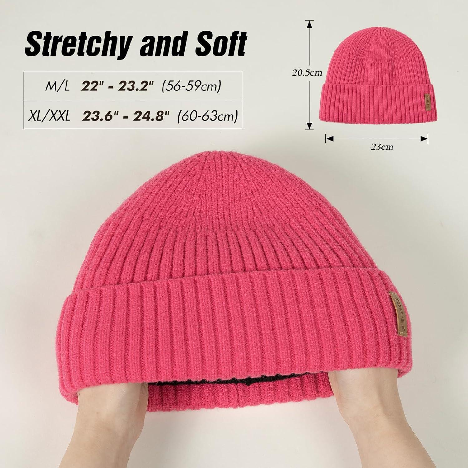 imageTOPEX DryKnit Waterproof LXLXXL Winter Fleece Lined Beanie Hat for Men Women Warm Knit Watch Skull Cap Cold WeatherPink Blush