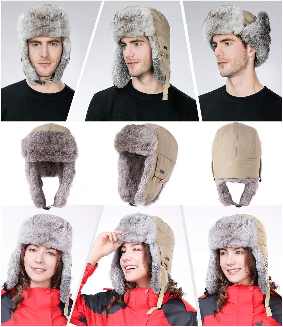 imageTOPEX Oversize XXL XXXL Mens 100 Rabbit Fur Waterproof Trapper Hunting Trooper Winter Ushanka Russian Skiing HatBeige