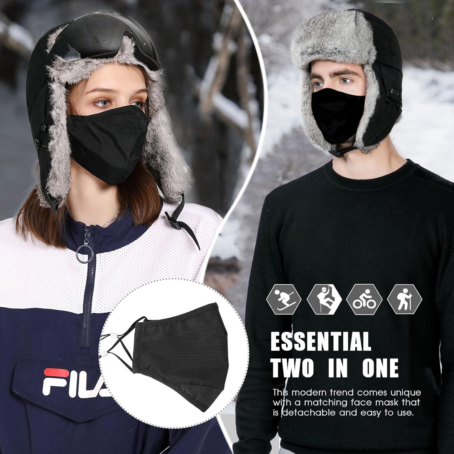 imageTOPEX Oversize XXL XXXL Mens 100 Rabbit Fur Waterproof Trapper Hunting Trooper Winter Ushanka Russian Skiing HatNavy