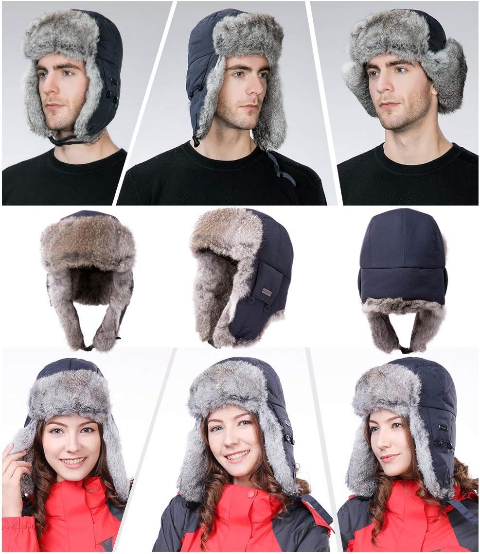 imageTOPEX Oversize XXL XXXL Mens 100 Rabbit Fur Waterproof Trapper Hunting Trooper Winter Ushanka Russian Skiing HatNavy