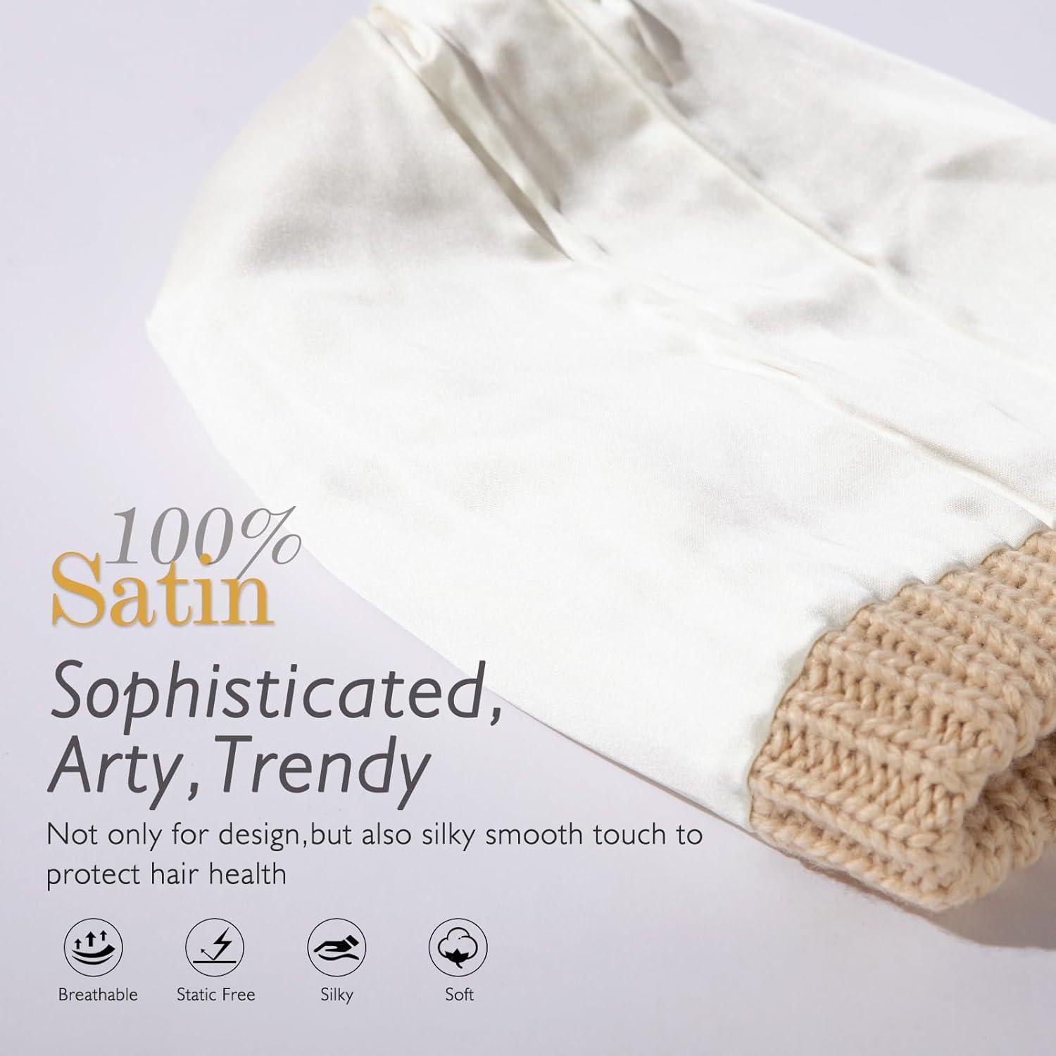 imageTOPEX PolarWool 100 Merino Wool Winter Slouchy Beanie for Women with Faux Fur Pom  Satin or Fleece Lined for Cold WeatherBeigewhitesatin Lined