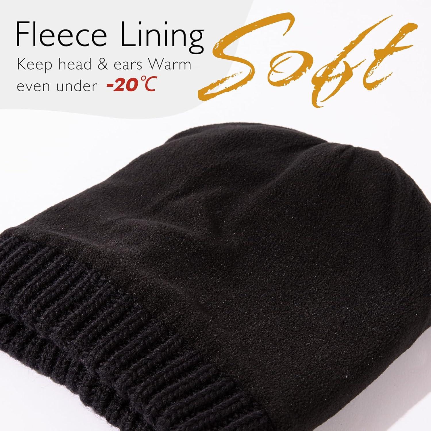 imageTOPEX PolarWool 100 Merino Wool Winter Slouchy Beanie for Women with Faux Fur Pom  Satin or Fleece Lined for Cold WeatherBlackfleece Lined