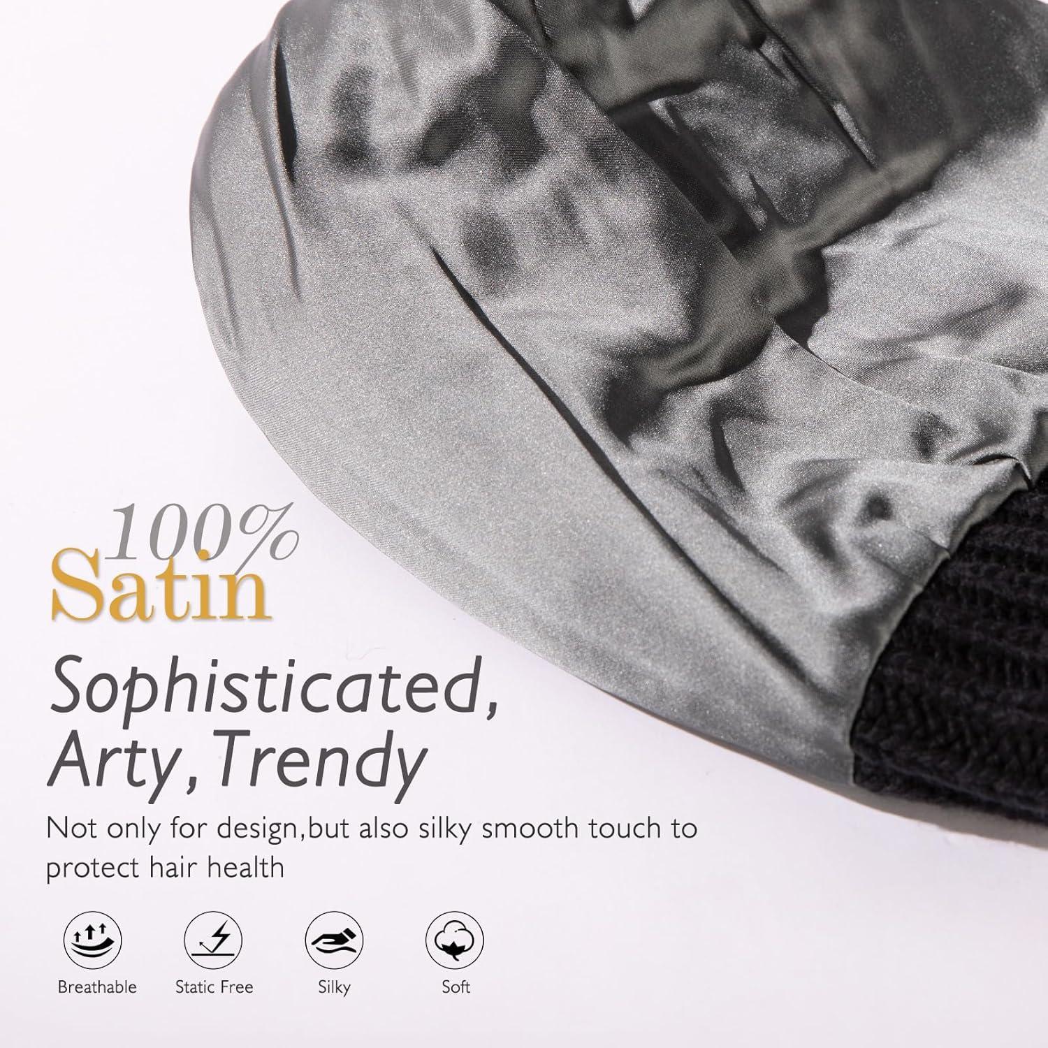 imageTOPEX PolarWool 100 Merino Wool Winter Slouchy Beanie for Women with Faux Fur Pom  Satin or Fleece Lined for Cold WeatherBlacksatin Lined