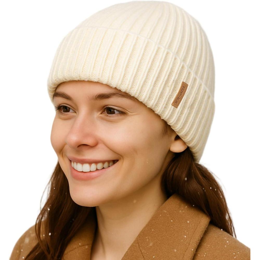 imageTOPEX DryKnit Waterproof LXLXXL Winter Fleece Lined Beanie Hat for Men Women Warm Knit Watch Skull Cap Cold WeatherBeigedune