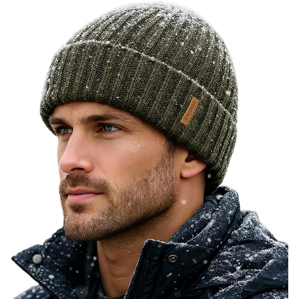 imageTOPEX DryKnit Waterproof LXLXXL Winter Fleece Lined Beanie Hat for Men Women Warm Knit Watch Skull Cap Cold WeatherOliveoutland