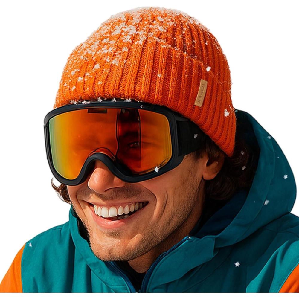 imageTOPEX DryKnit Waterproof LXLXXL Winter Fleece Lined Beanie Hat for Men Women Warm Knit Watch Skull Cap Cold WeatherOrange Beacon