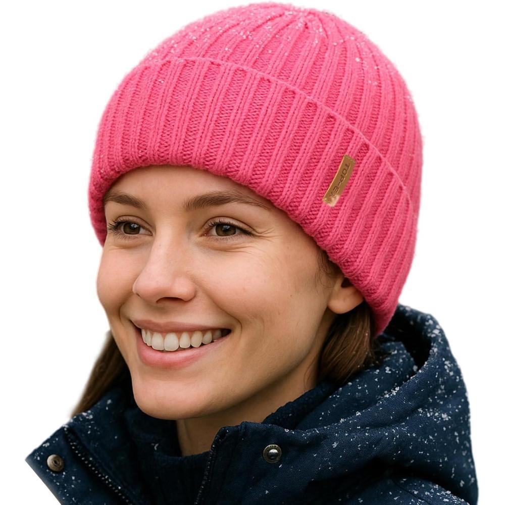 imageTOPEX DryKnit Waterproof LXLXXL Winter Fleece Lined Beanie Hat for Men Women Warm Knit Watch Skull Cap Cold WeatherPink Blush