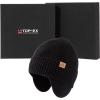 imageTOPEX DryKnit Unisex 80 Merino Wool Waterproof Beanie with Ear Flap Warm Winter Fleece Lined Beanie Hat MLXL95562blackgift Box